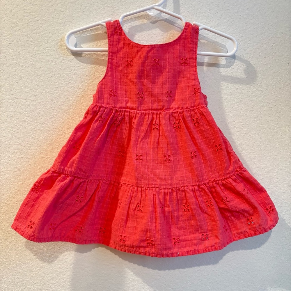 Cat & Jack Coral Pink Eyelet Tiered Sun Dress 12M